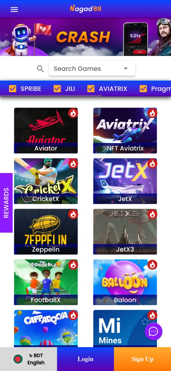 অফিসিয়াল অ্যাপে Nagad88 ক্যাসিনো গেম খেলুন।