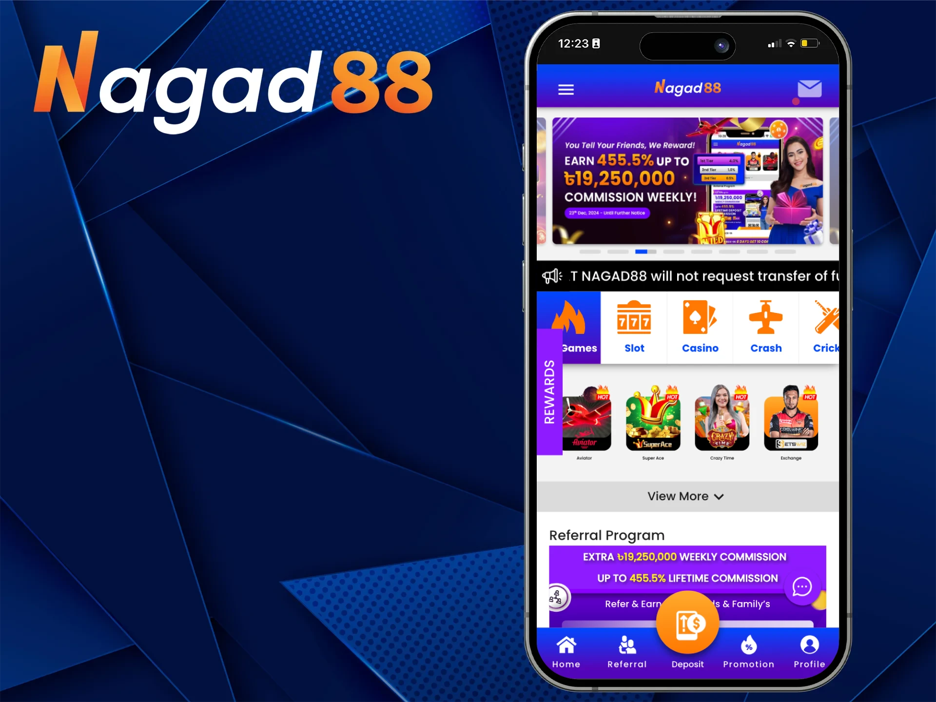 আপনার iOS ফোনে Nagad88 অনলাইন ক্যাসিনো অ্যাপ্লিকেশনটি ইনস্টল করার পরে এটি খুলুন এবং আপনার পছন্দের ক্যাসিনো গেমগুলি খেলুন।