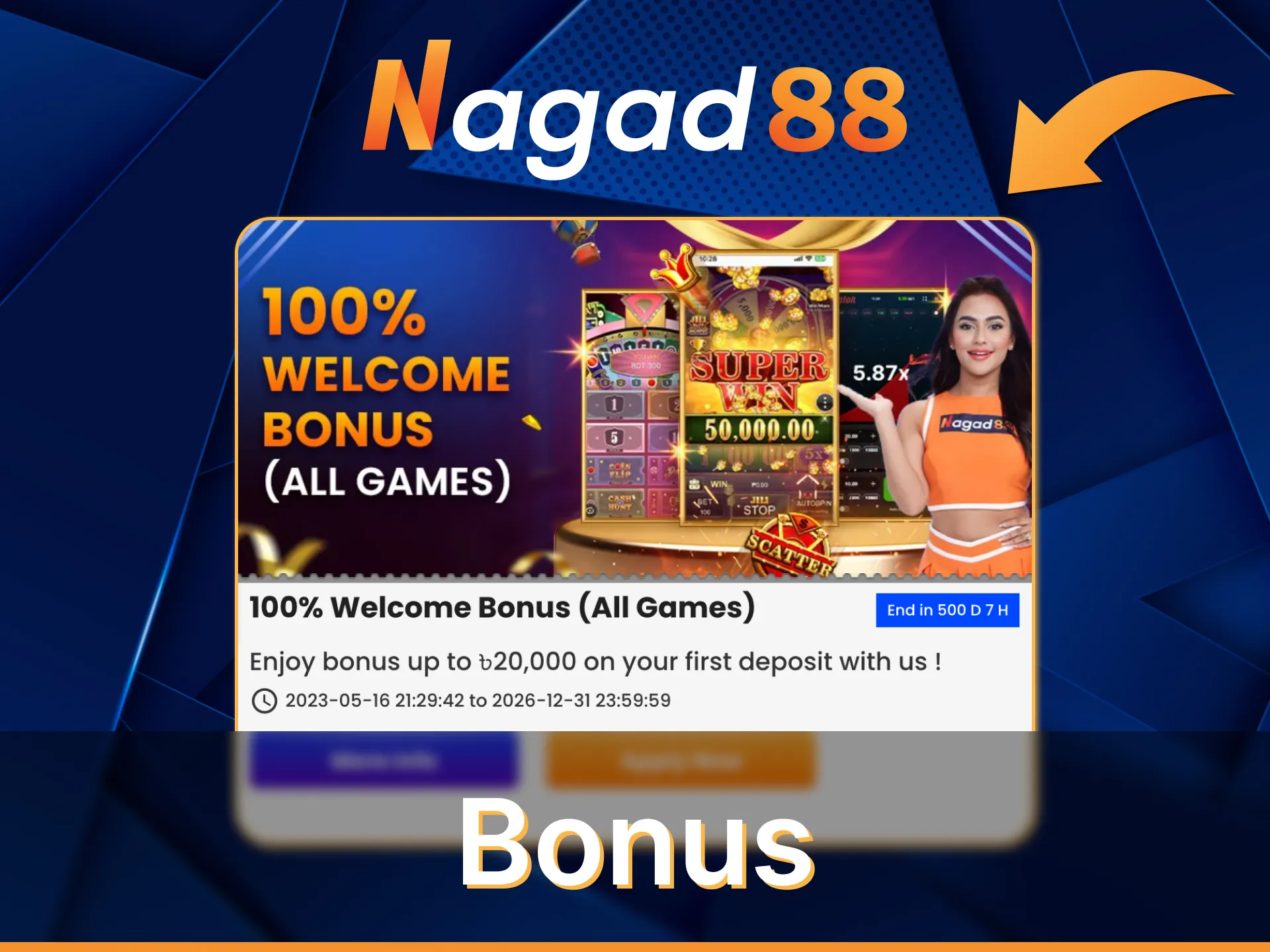 Nagad88 offers a welcome bonus on tennis bets.